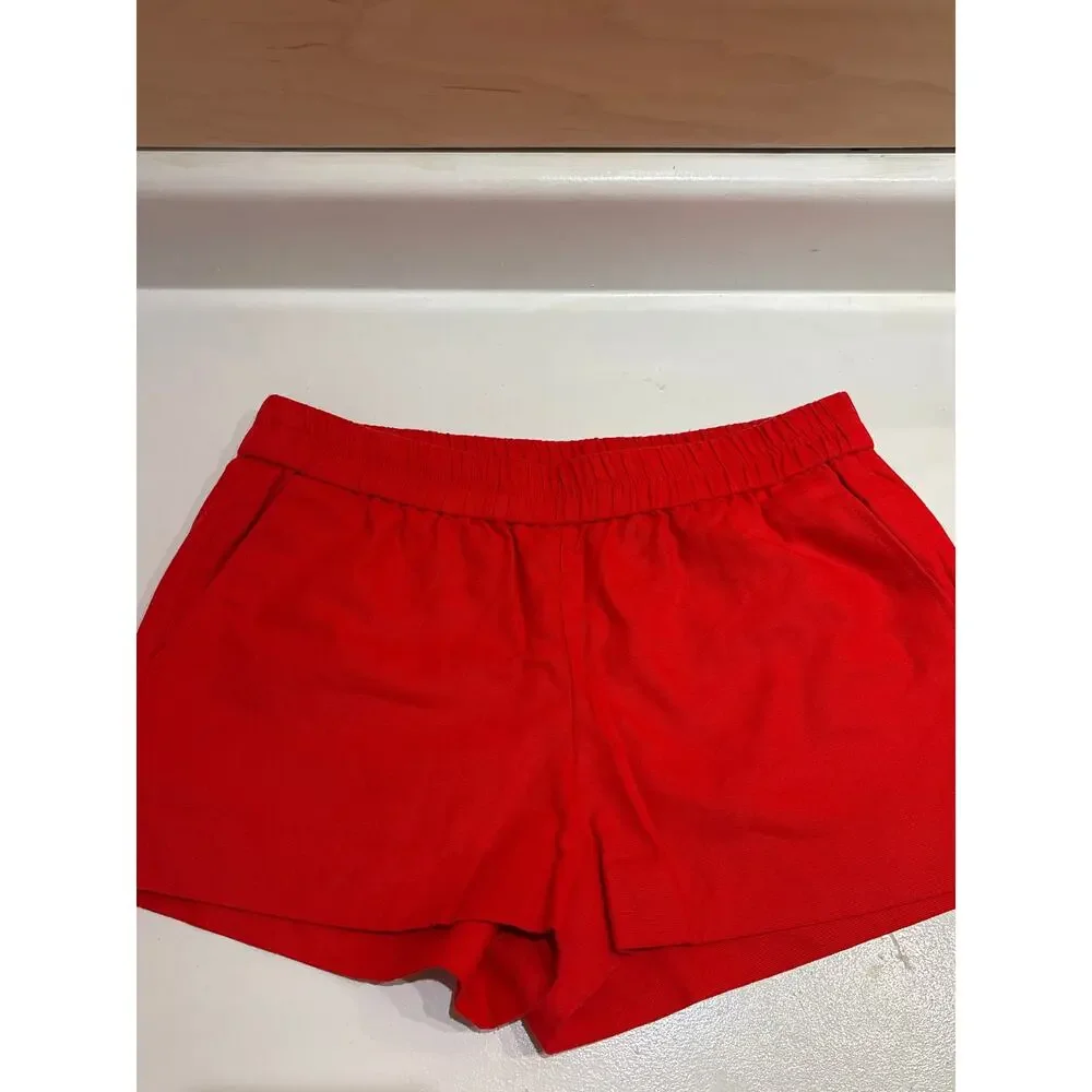 J. Crew Factory Bright Red Cotton-Linen Blend Shorts